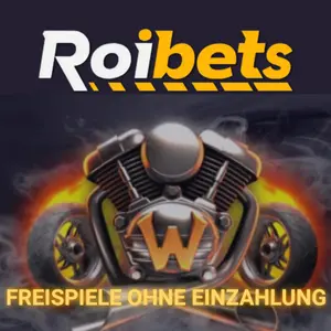 Roibets-Logo und ein Motorrad mit dem Text "Freispiele".